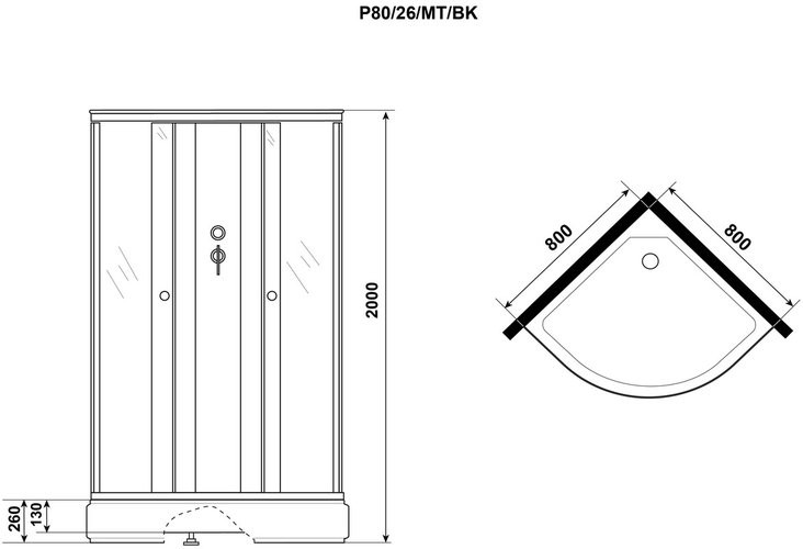 Душевая кабина Niagara Promo P80/26/MT/BK 80x80x195 Душевая кабина Niagara Promo P80/26/MT/BK 80x80x195