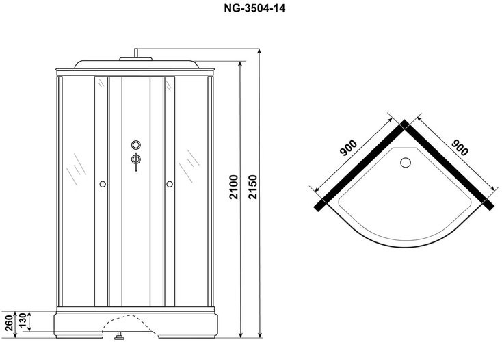 Душевая кабина Niagara Eco E90/26/TN 90x90x215 Душевая кабина Niagara Eco E90/26/TN 90x90x215