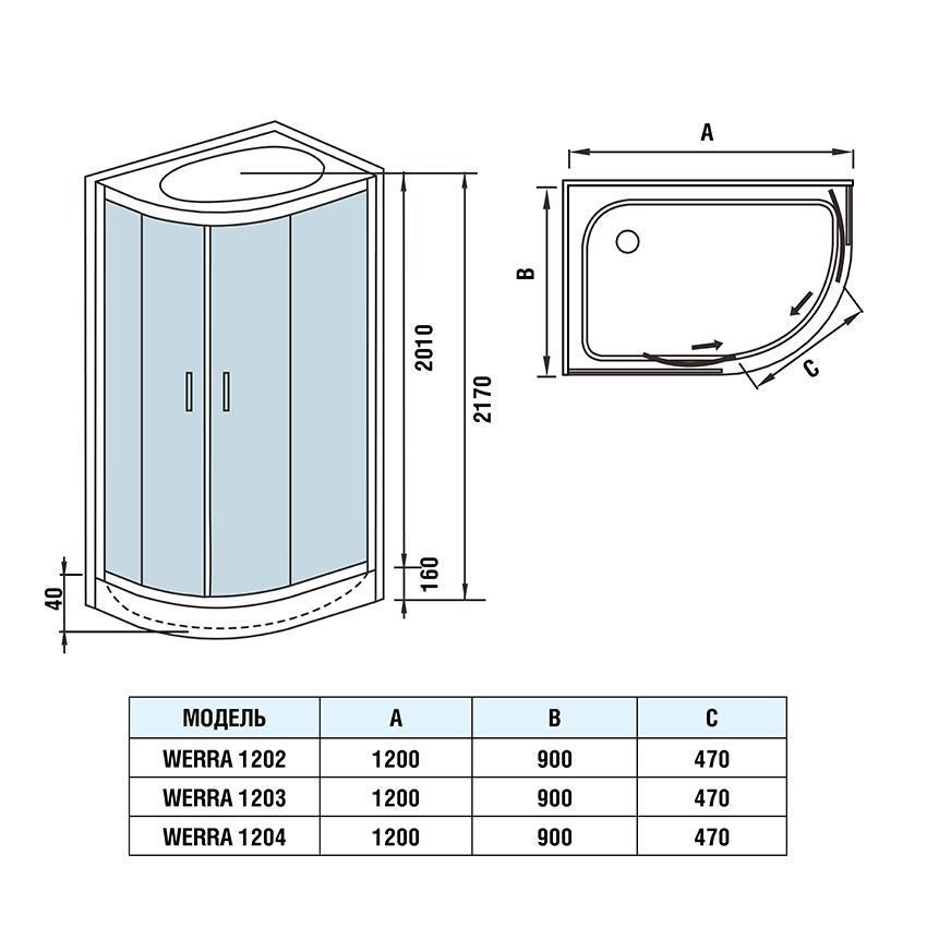 Душевая кабина WeltWasser WW500 Werra 1202 L Душевая кабина WeltWasser WW500 Werra 1202 L
