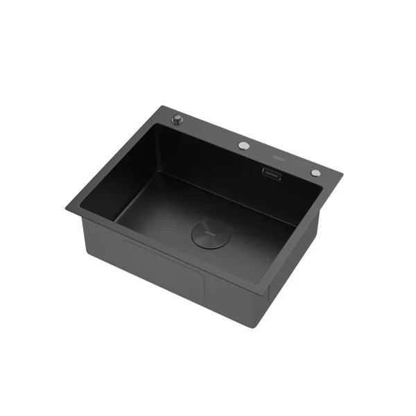 Мойка кухонная Arfeka ECO AR 600*500 POP-UP+CL G+DS BLACK Мойка кухонная Arfeka ECO AR 600*500 POP-UP+CL G+DS BLACK