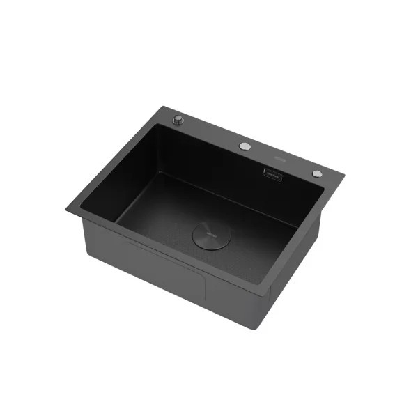 Мойка кухонная Arfeka ECO AR 600*500 POP-UP+RM+DS BLACK DECOR Мойка кухонная Arfeka ECO AR 600*500 POP-UP+RM+DS BLACK DECOR
