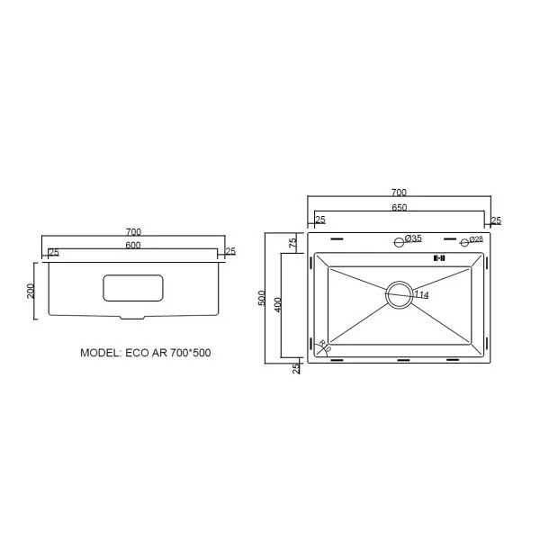 Мойка кухонная Arfeka ECO AR 700*500, коландер G, дозатор BLACK Мойка кухонная Arfeka ECO AR 700*500, коландер G, дозатор BLACK