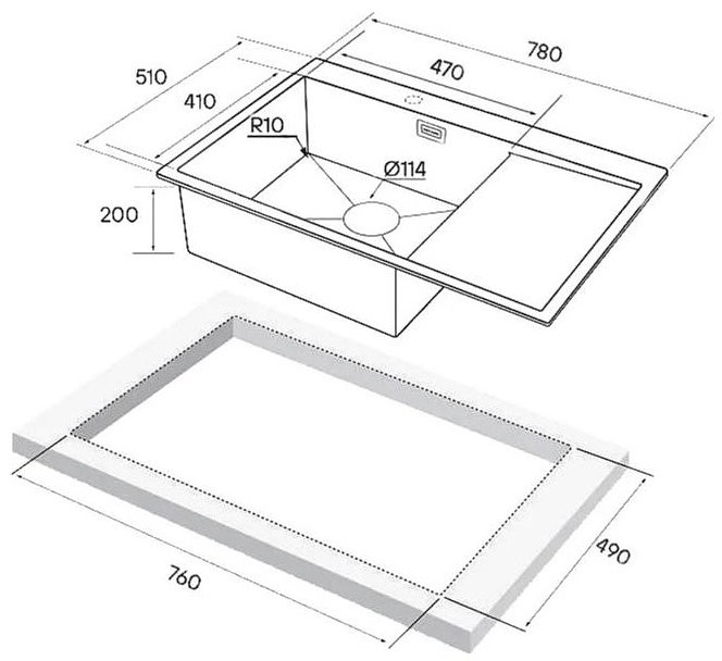 Мойка кухонная PAULMARK Atlan PM217851-BSL нержавеющая сталь, левая Мойка кухонная PAULMARK Atlan PM217851-BSL нержавеющая сталь, левая