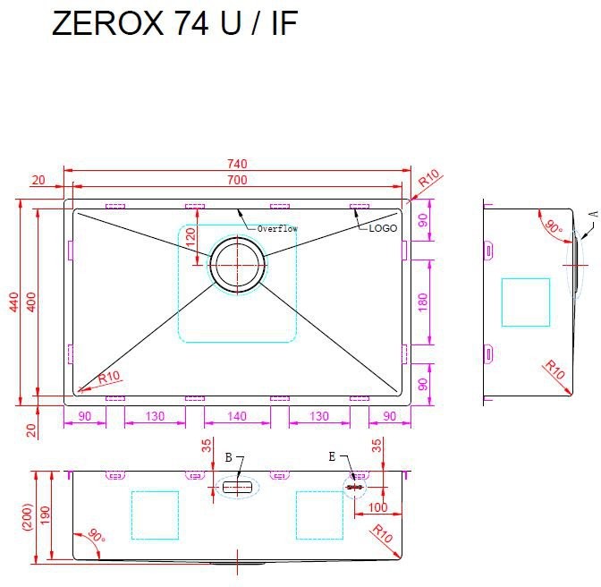 Мойка кухонная Zorg ZEROX 74 U / IF STEEL 74x44 матовая нержавеющая сталь Мойка кухонная Zorg ZEROX 74 U / IF STEEL 74x44 матовая нержавеющая сталь