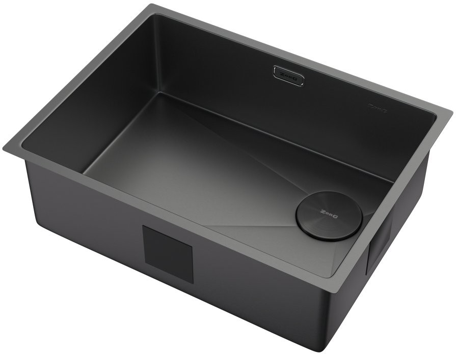 Мойка кухонная Zorg ZEROX 59 U / IF SIDE SF ZURINOX PVD GUNBLACK 59x44 матовая оружейная сталь Мойка кухонная Zorg ZEROX 59 U / IF SIDE SF ZURINOX PVD GUNBLACK 59x44 матовая оружейная сталь