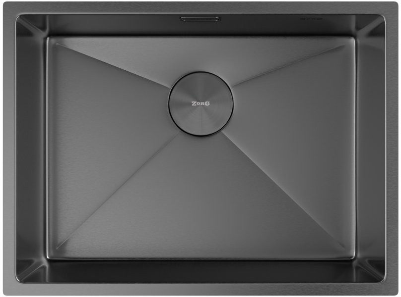 Мойка кухонная Zorg ZEROX 59 U / IF PVD GUNBLACK 59x44 матовая оружейная сталь Мойка кухонная Zorg ZEROX 59 U / IF PVD GUNBLACK 59x44 матовая оружейная сталь