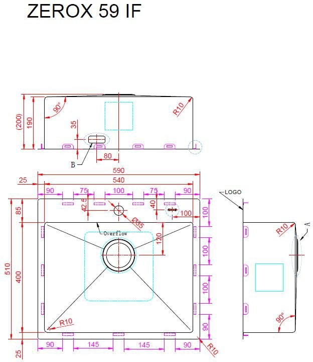 Мойка кухонная Zorg ZEROX 59 IF STEEL 59x51 матовая нержавеющая сталь Мойка кухонная Zorg ZEROX 59 IF STEEL 59x51 матовая нержавеющая сталь