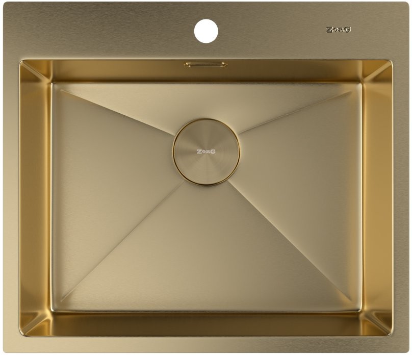 Мойка кухонная Zorg ZEROX 59 IF PVD GOLD 59x51 матовое золото Мойка кухонная Zorg ZEROX 59 IF PVD GOLD 59x51 матовое золото