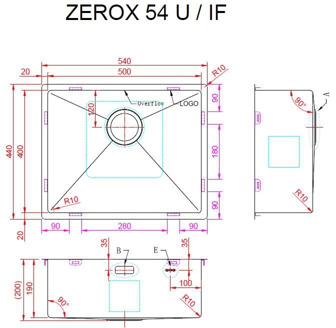 Мойка кухонная Zorg ZEROX 54 U / IF PVD GOLD 54x44 матовое золото Мойка кухонная Zorg ZEROX 54 U / IF PVD GOLD 54x44 матовое золото