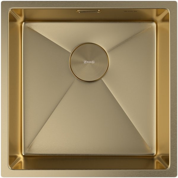 Мойка кухонная Zorg ZEROX 44 U / IF PVD GOLD 44x44 матовое золото Мойка кухонная Zorg ZEROX 44 U / IF PVD GOLD 44x44 матовое золото