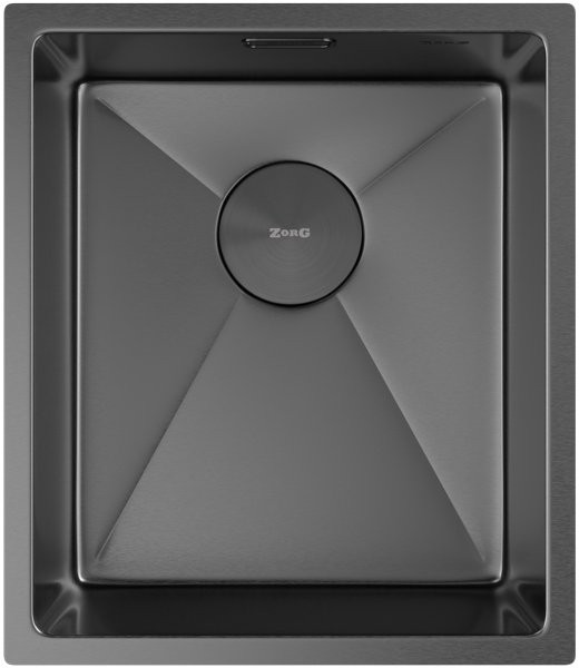 Мойка кухонная Zorg ZEROX 38 U / IF PVD Gunblack 44x38 матовая оружейная сталь Мойка кухонная Zorg ZEROX 38 U / IF PVD Gunblack 44x38 матовая оружейная сталь