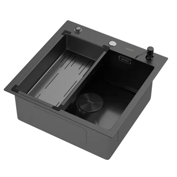 Мойка кухонная Arfeka ECO AR 500*500 POP-UP+CL G+DS BLACK DECOR VOLCANIC Мойка кухонная Arfeka ECO AR 500*500 POP-UP+CL G+DS BLACK DECOR VOLCANIC