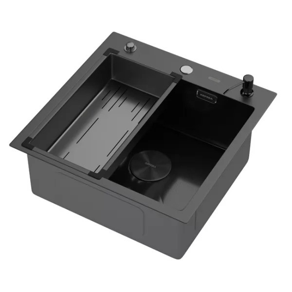 Мойка кухонная Arfeka ECO AR 500*500 POP-UP+CL G+DS BLACK DECOR MILLET Мойка кухонная Arfeka ECO AR 500*500 POP-UP+CL G+DS BLACK DECOR MILLET