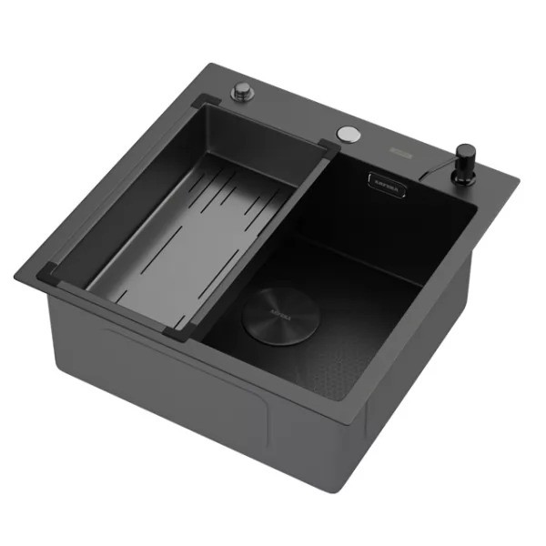 Мойка кухонная Arfeka ECO AR 500*500 POP-UP+CL G+DS BLACK DECOR Мойка кухонная Arfeka ECO AR 500*500 POP-UP+CL G+DS BLACK DECOR