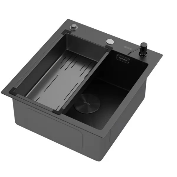 Мойка кухонная Arfeka ECO AR 450*500 POP-UP+CL G+DS BLACK DECOR Мойка кухонная Arfeka ECO AR 450*500 POP-UP+CL G+DS BLACK DECOR