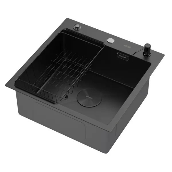 Мойка кухонная Arfeka ECO AR 500*500 POP-UP+CL F+DS BLACK Мойка кухонная Arfeka ECO AR 500*500 POP-UP+CL F+DS BLACK