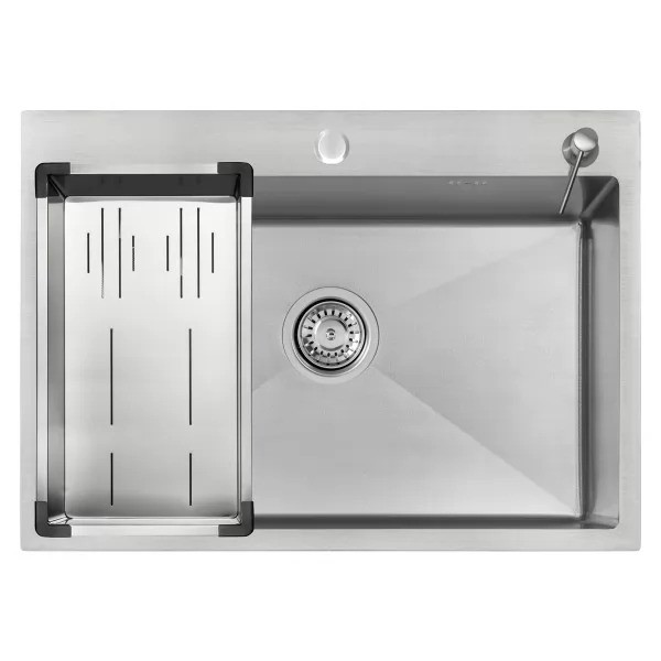 Мойка кухонная Arfeka ECO AR 700*500, коландер G, дозатор SATIN DECOR VOLCANIC Мойка кухонная Arfeka ECO AR 700*500, коландер G, дозатор SATIN DECOR VOLCANIC