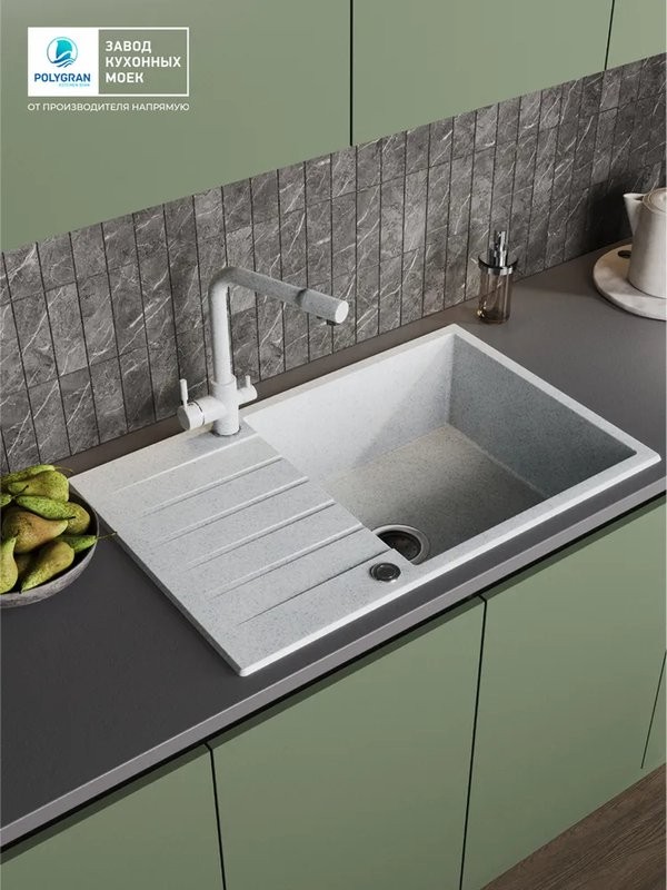 Мойка кухонная Polygran DEKA 780 78x50 светло-серый Мойка кухонная Polygran DEKA 780 78x50 светло-серый