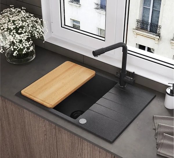 Мойка кухонная Polygran DEKA 700 70x50 черный металлик Мойка кухонная Polygran DEKA 700 70x50 черный металлик
