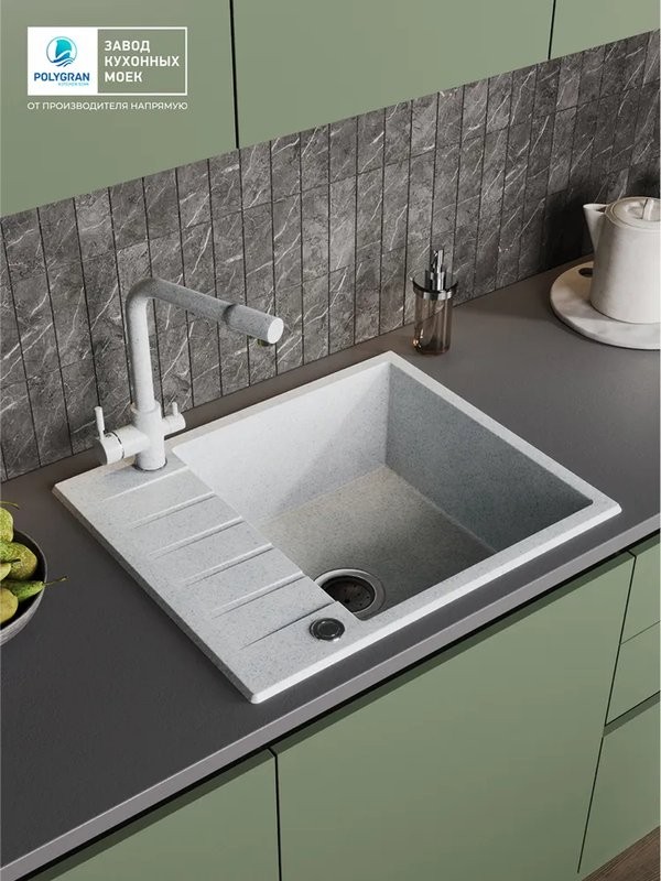 Мойка кухонная Polygran DEKA 600 60x50 светло-серый Мойка кухонная Polygran DEKA 600 60x50 светло-серый