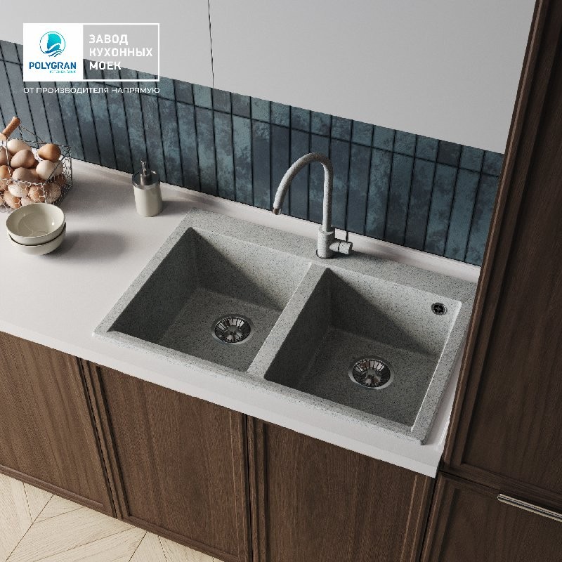Мойка кухонная Polygran Brig 790 79x50 светло-серый Мойка кухонная Polygran Brig 790 79x50 светло-серый