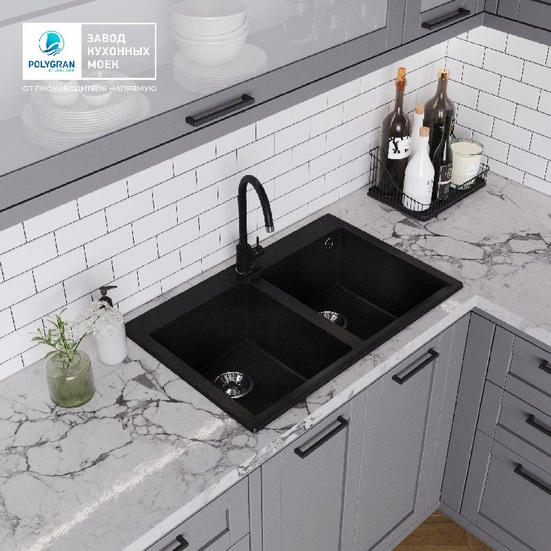 Мойка кухонная Polygran Brig 790 79x50 черный Мойка кухонная Polygran Brig 790 79x50 черный