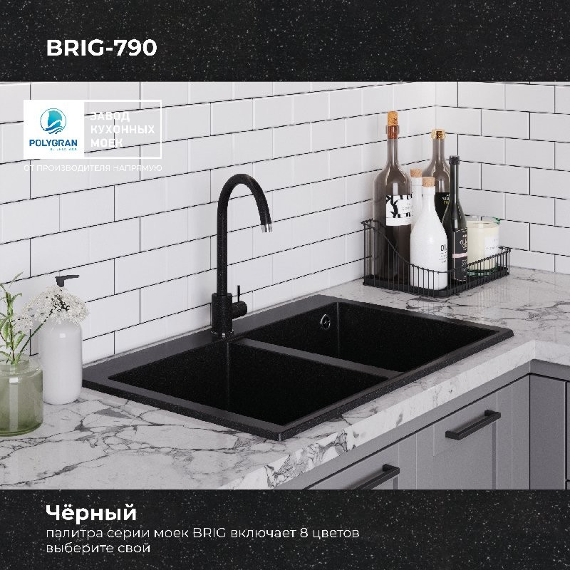Мойка кухонная Polygran Brig 790 79x50 черный Мойка кухонная Polygran Brig 790 79x50 черный