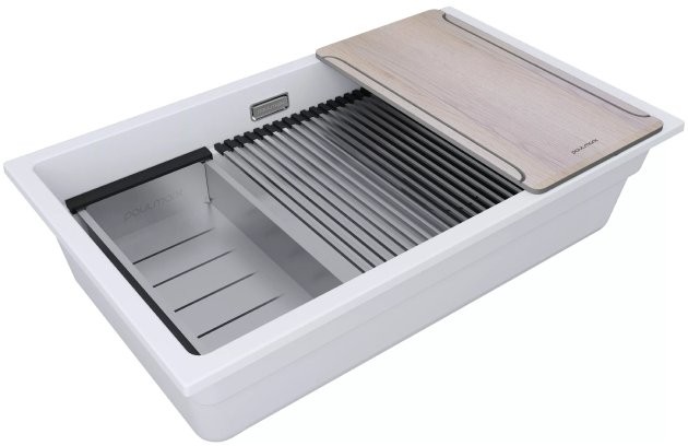 Мойка кухонная Paulmark LUMI-MULTI SINK 74 UNI 74x45 белый Мойка кухонная Paulmark LUMI-MULTI SINK 74 UNI 74x45 белый