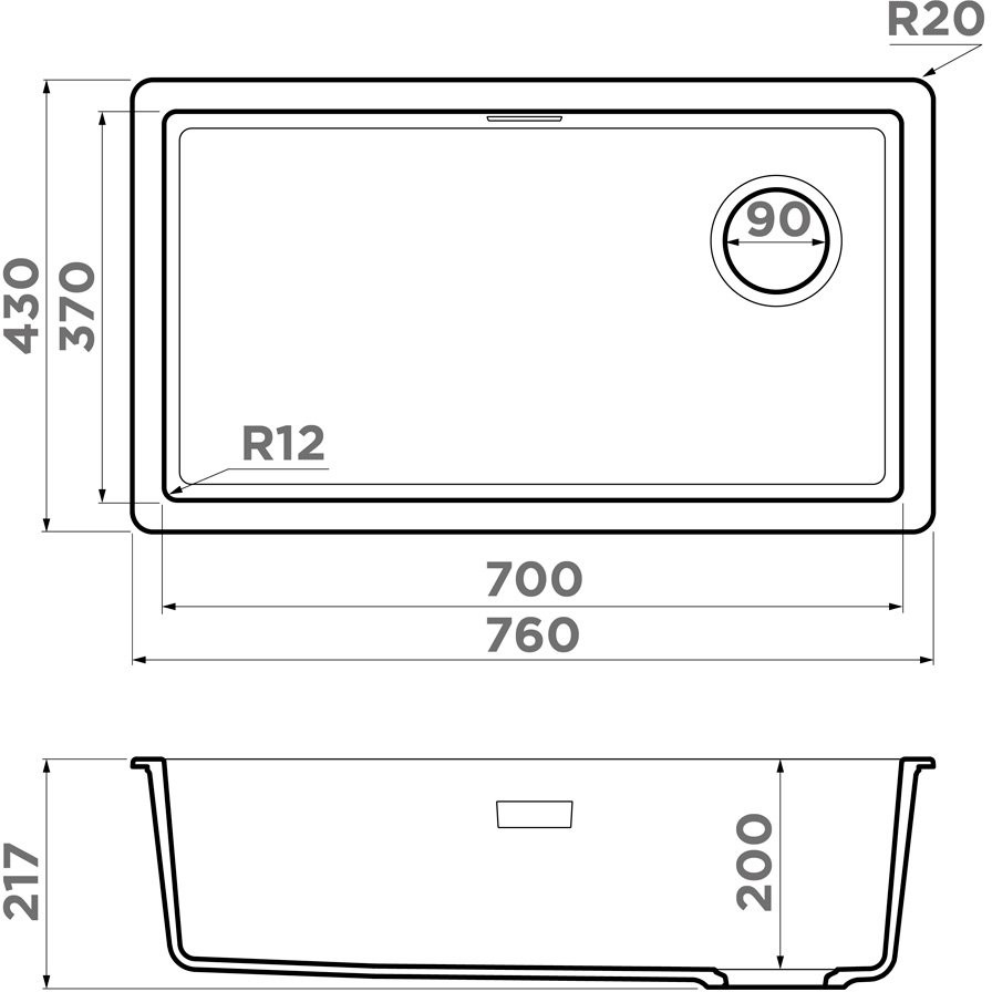 Мойка кухонная Omoikiri Kata 76-U/I-BL Side Artgranit/черный 4997587 Мойка кухонная Omoikiri Kata 76-U/I-BL Side Artgranit/черный 4997587