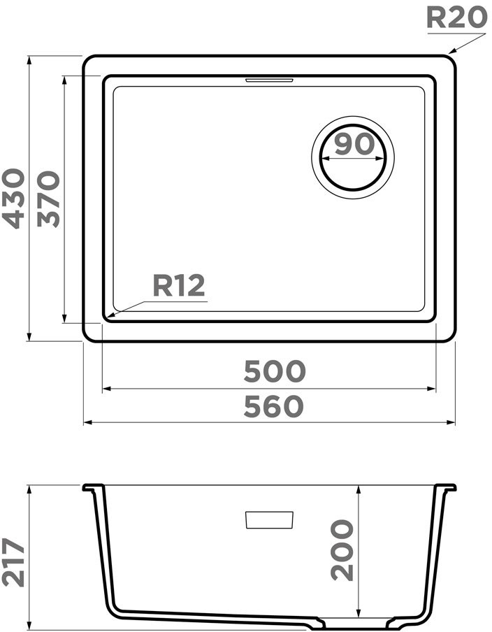 Мойка кухонная Omoikiri Kata 56-U/I-BL Side Artgranit/черный 4997583 Мойка кухонная Omoikiri Kata 56-U/I-BL Side Artgranit/черный 4997583