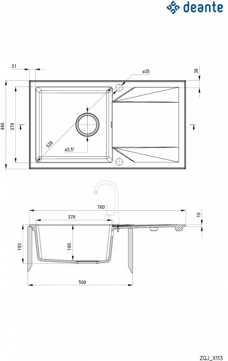 Мойка кухонная Deante Evora ZQJ_G113 78x44 с сифоном Space Saver Nero, графитовый металлик Мойка кухонная Deante Evora ZQJ_G113 78x44 с сифоном Space Saver Nero, графитовый металлик