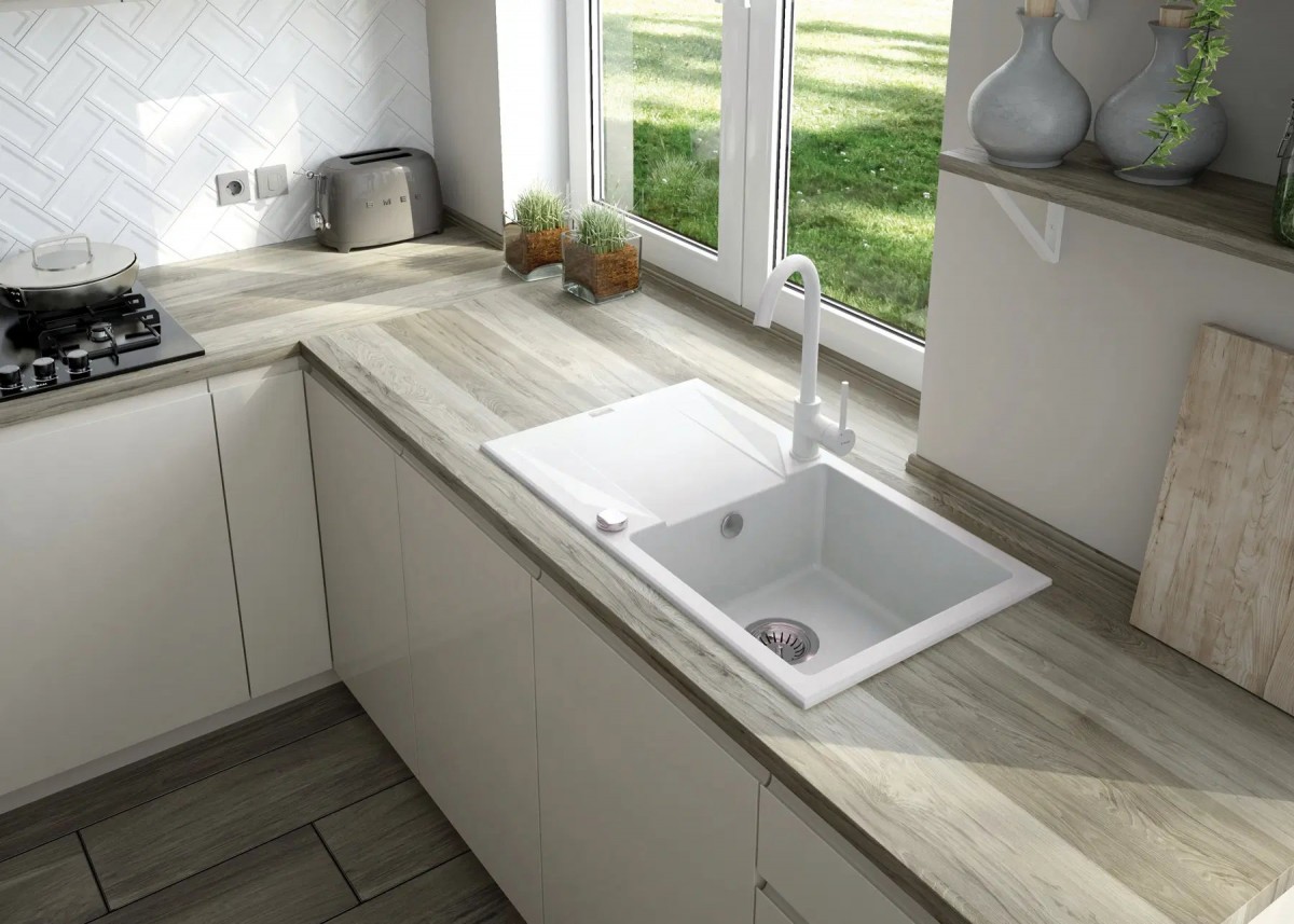 Мойка кухонная Deante Evora ZQJ_A11A 59x44 с сифоном Space Saver, алебастр Мойка кухонная Deante Evora ZQJ_A11A 59x44 с сифоном Space Saver, алебастр