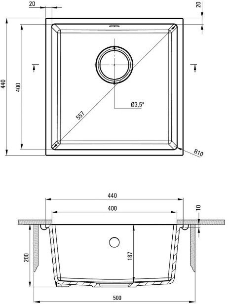 Мойка кухонная Deante Corda ZQA_N10A 44x44 черный Мойка кухонная Deante Corda ZQA_N10A 44x44 черный