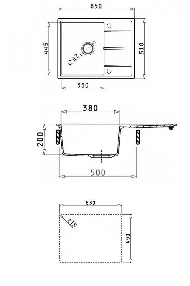 Мойка кухонная Abber Quarz AQ2903B 65x51 черный Мойка кухонная Abber Quarz AQ2903B 65x51 черный