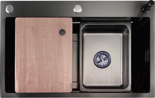 Мойка кухонная STELLAR Decor S7045NB-A-D (нано черный, c доской) Мойка кухонная STELLAR Decor S7045NB-A-D (нано черный, c доской)
