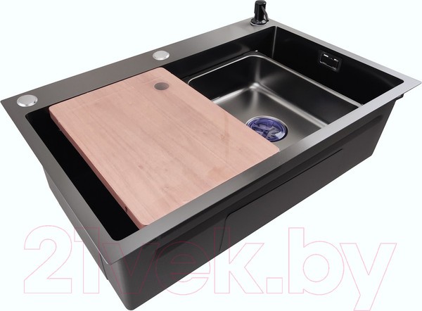 Мойка кухонная STELLAR Decor S7045NB-A-D (нано черный, c доской) Мойка кухонная STELLAR Decor S7045NB-A-D (нано черный, c доской)