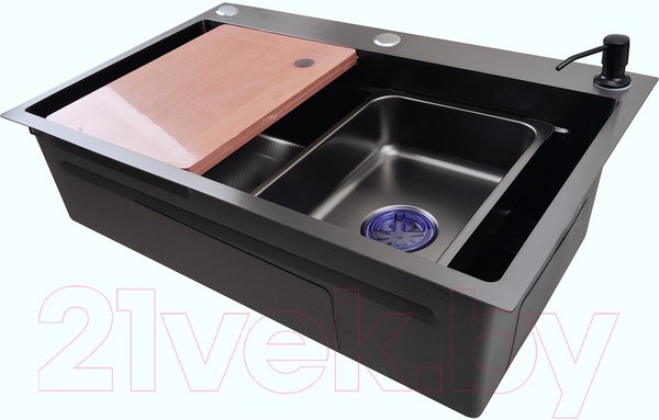 Мойка кухонная STELLAR Decor S7045NB-A-D (нано черный, c доской) Мойка кухонная STELLAR Decor S7045NB-A-D (нано черный, c доской)
