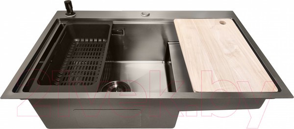 Мойка кухонная STELLAR S6550NB-TU-L (нано черный, с доской) Мойка кухонная STELLAR S6550NB-TU-L (нано черный, с доской)