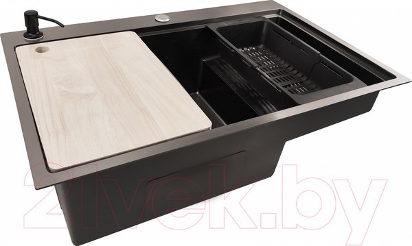 Мойка кухонная STELLAR S6550NB-TU-L (нано черный, с доской) Мойка кухонная STELLAR S6550NB-TU-L (нано черный, с доской)