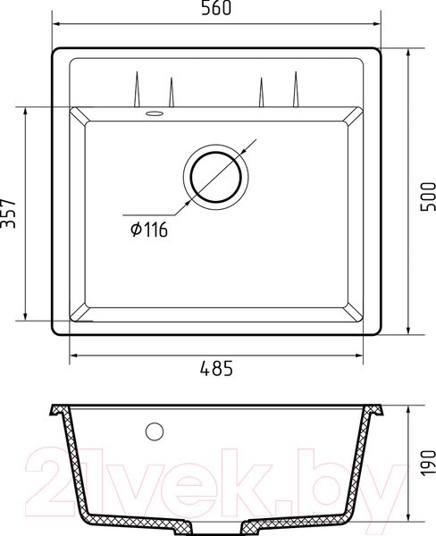 Мойка кухонная GranFest Quadro GF-Q561 (топаз) Мойка кухонная GranFest Quadro GF-Q561 (топаз)