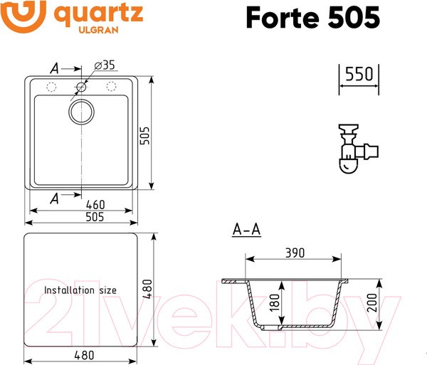 Мойка кухонная Ulgran Quartz Forte 505-02 (лен) Мойка кухонная Ulgran Quartz Forte 505-02 (лен)
