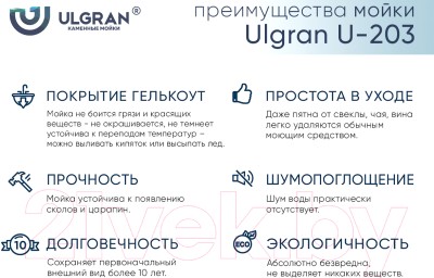 Мойка кухонная Ulgran U-203 (341 молочный) Мойка кухонная Ulgran U-203 (341 молочный)