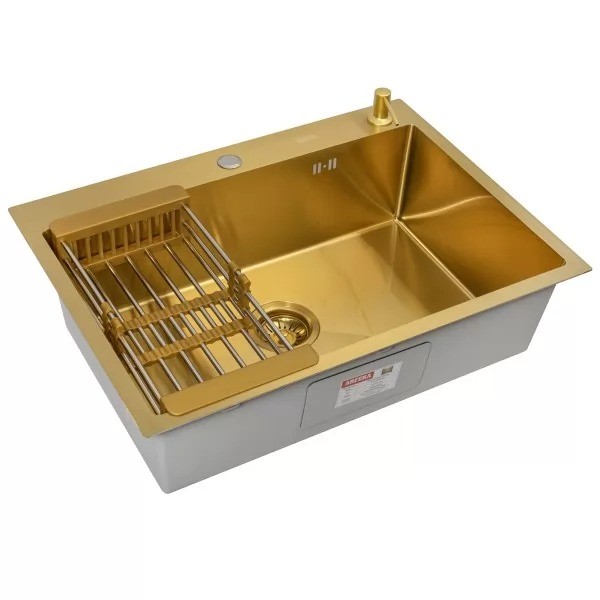 Мойка кухонная Arfeka ECO AR 700*500, коландер, дозатор GOLD Мойка кухонная Arfeka ECO AR 700*500, коландер, дозатор GOLD