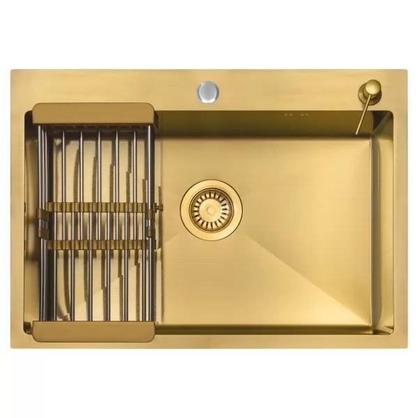 Мойка кухонная Arfeka ECO AR 700*500, коландер, дозатор GOLD Мойка кухонная Arfeka ECO AR 700*500, коландер, дозатор GOLD
