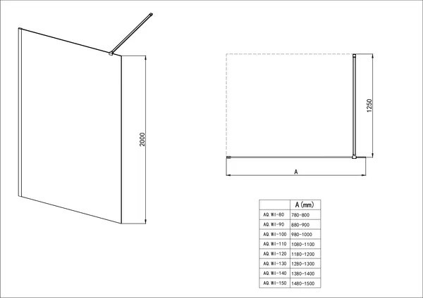 Душевая стенка Aquatek Walk 120x200 / AQ.WI.120.3CH Душевая стенка Aquatek Walk 120x200 / AQ.WI.120.3CH