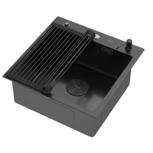 Мойка кухонная Arfeka ECO AR 500*500 POP-UP+RM+DS BLACK DECOR VOLCANIC Мойка кухонная Arfeka ECO AR 500*500 POP-UP+RM+DS BLACK DECOR VOLCANIC