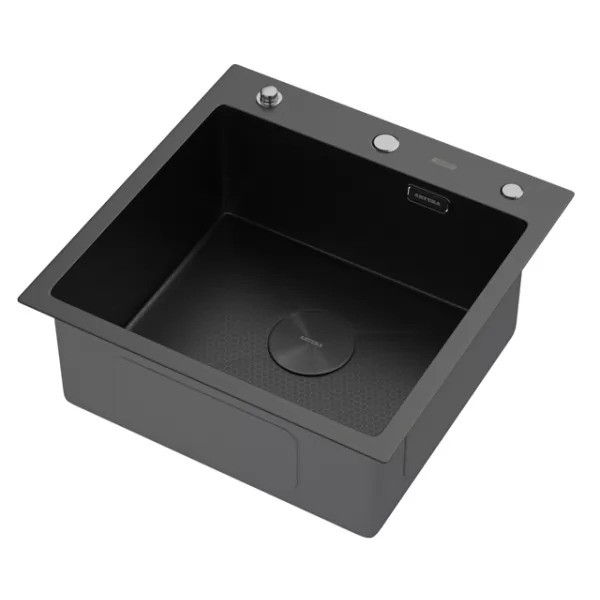 Мойка кухонная Arfeka ECO AR 500*500 POP-UP BLACK PVD NANO DECOR Мойка кухонная Arfeka ECO AR 500*500 POP-UP BLACK PVD NANO DECOR