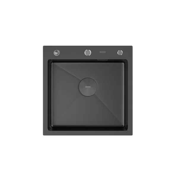 Мойка кухонная Arfeka ECO AR 500*500 POP-UP BLACK NANO DECOR VOLCANIC Мойка кухонная Arfeka ECO AR 500*500 POP-UP BLACK NANO DECOR VOLCANIC