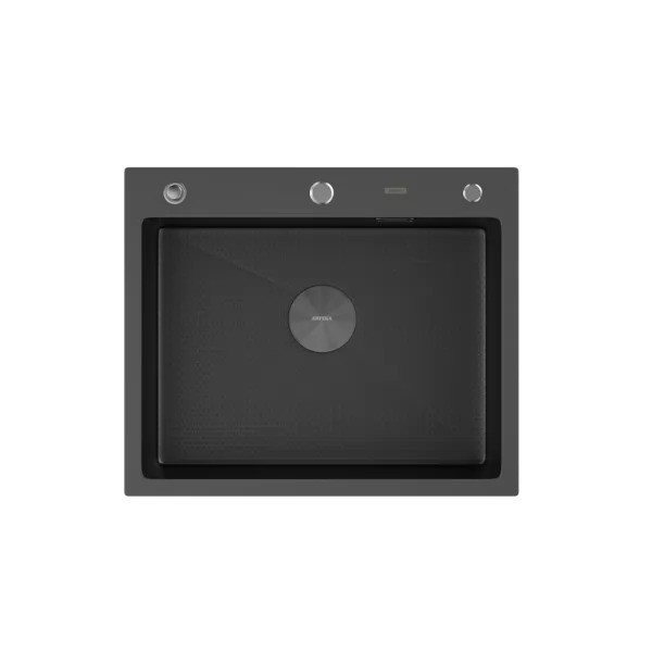 Мойка кухонная Arfeka ECO AR 600*500 POP-UP BLACK PVD NANO DECOR Мойка кухонная Arfeka ECO AR 600*500 POP-UP BLACK PVD NANO DECOR