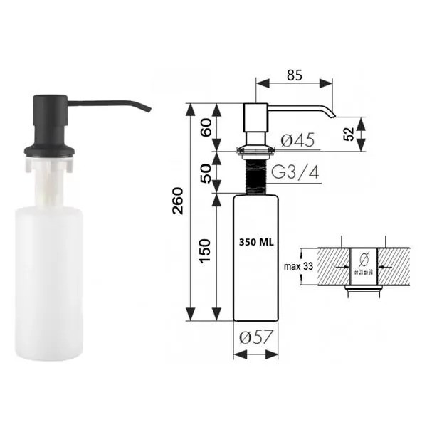 Мойка кухонная Wisent WS-33045B графит Мойка кухонная Wisent WS-33045B графит